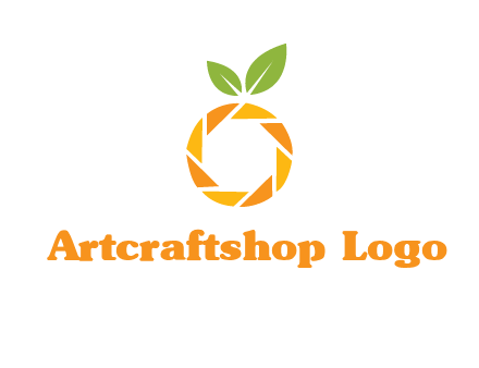 camera lens in an orange fruit shape logo