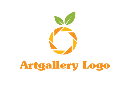 camera lens in an orange fruit shape logo