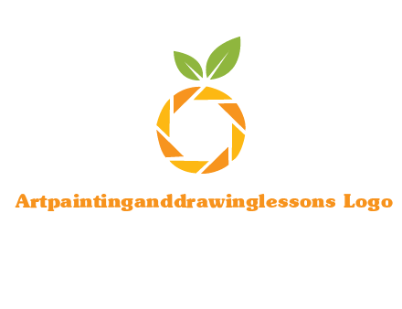 camera lens in an orange fruit shape logo