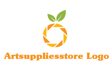 camera lens in an orange fruit shape logo
