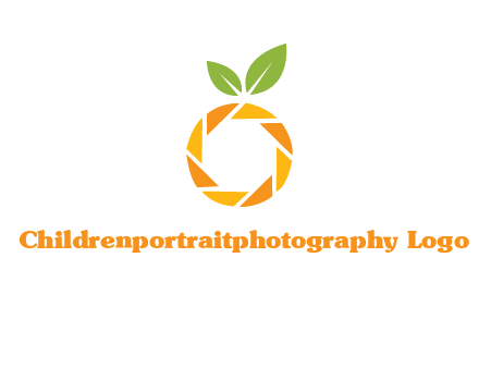 camera lens in an orange fruit shape logo