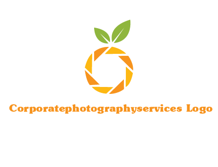 camera lens in an orange fruit shape logo