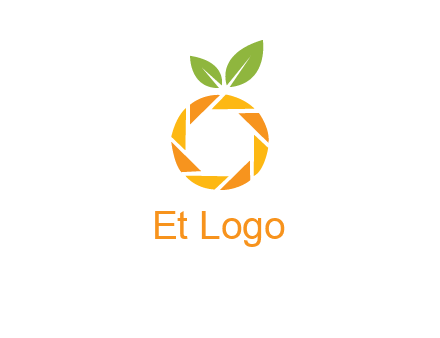 camera lens in an orange fruit shape logo