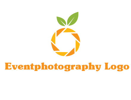 camera lens in an orange fruit shape logo