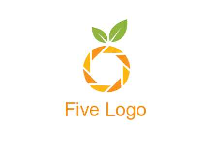 camera lens in an orange fruit shape logo