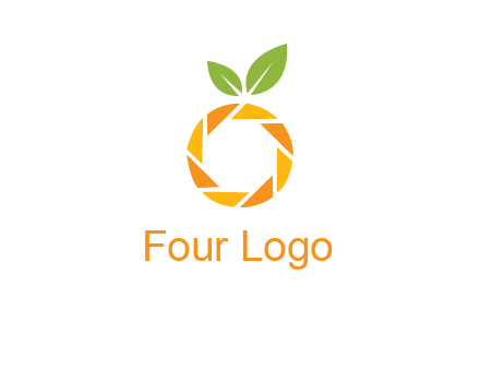 camera lens in an orange fruit shape logo