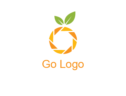 camera lens in an orange fruit shape logo