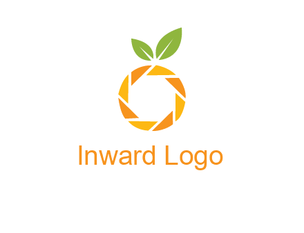 camera lens in an orange fruit shape logo