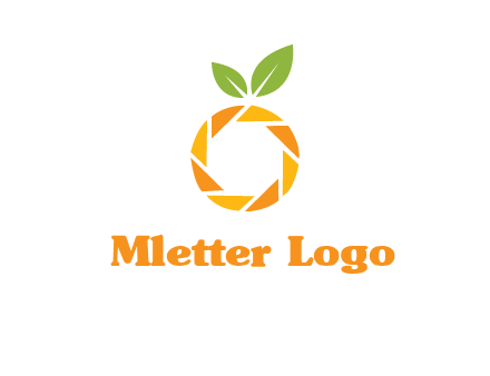 camera lens in an orange fruit shape logo