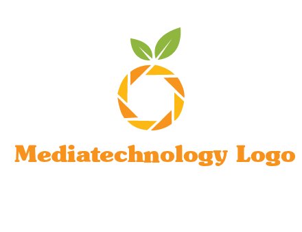 camera lens in an orange fruit shape logo