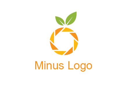 camera lens in an orange fruit shape logo