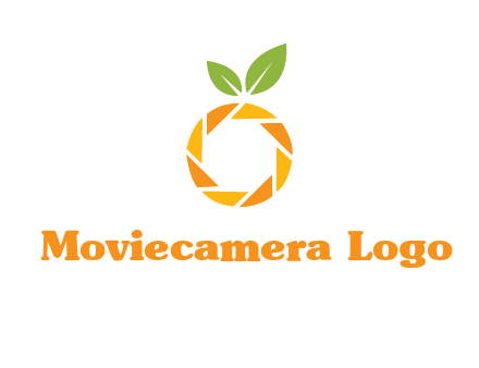 camera lens in an orange fruit shape logo