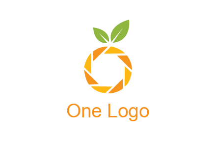 camera lens in an orange fruit shape logo
