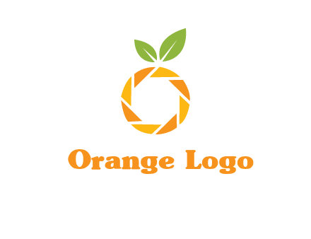 camera lens in an orange fruit shape logo