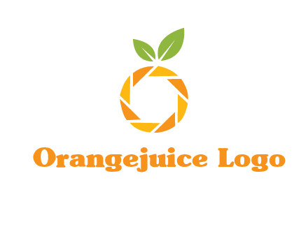 camera lens in an orange fruit shape logo