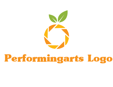 camera lens in an orange fruit shape logo