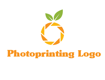 camera lens in an orange fruit shape logo