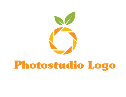 camera lens in an orange fruit shape logo