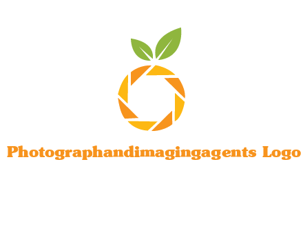 camera lens in an orange fruit shape logo