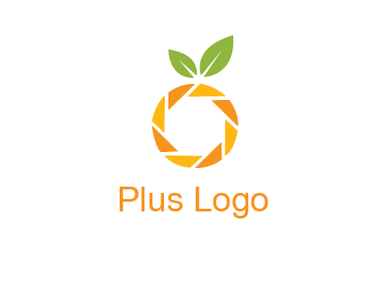 camera lens in an orange fruit shape logo