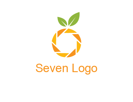 camera lens in an orange fruit shape logo