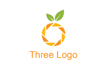 camera lens in an orange fruit shape logo