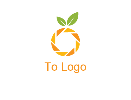 camera lens in an orange fruit shape logo