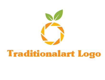 camera lens in an orange fruit shape logo