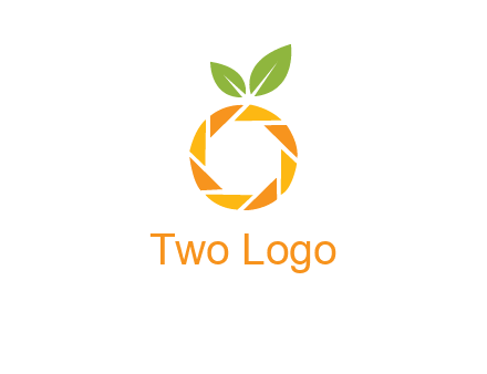 camera lens in an orange fruit shape logo