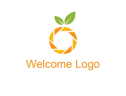 camera lens in an orange fruit shape logo