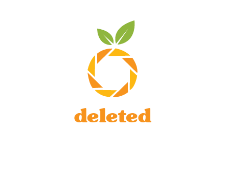 camera lens in an orange fruit shape logo