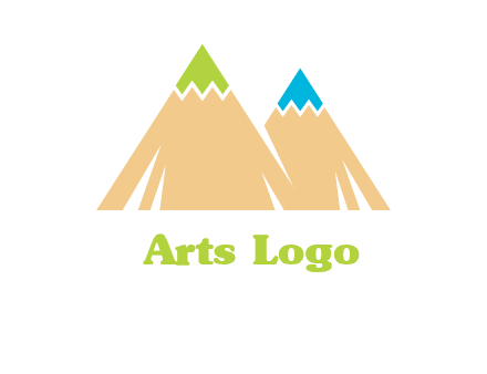 color pencil tips in mountain peak shape logo