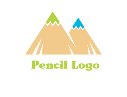 color pencil tips in mountain peak shape logo