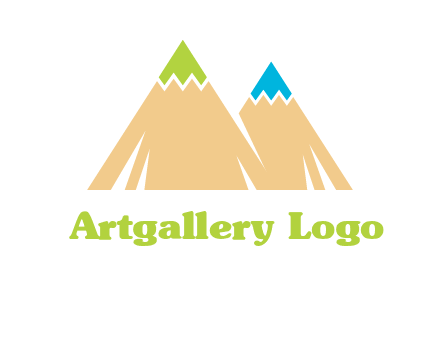 color pencil tips in mountain peak shape logo