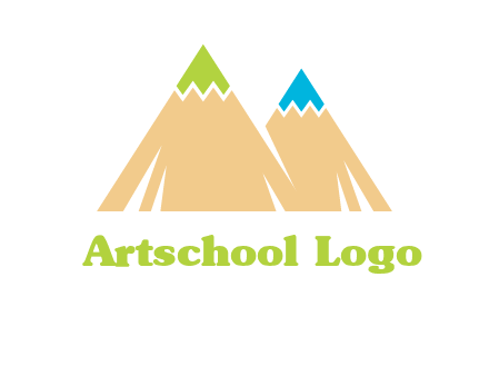 color pencil tips in mountain peak shape logo