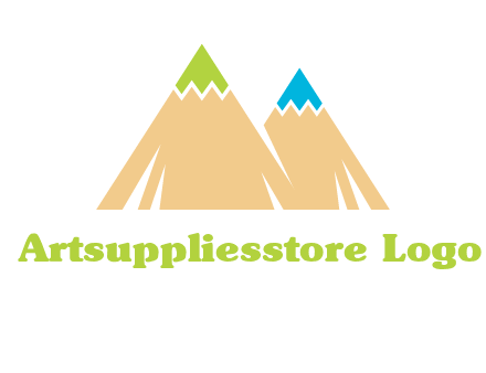 color pencil tips in mountain peak shape logo
