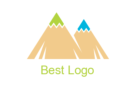 color pencil tips in mountain peak shape logo