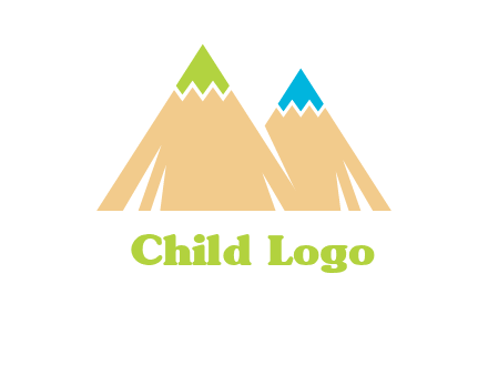 color pencil tips in mountain peak shape logo