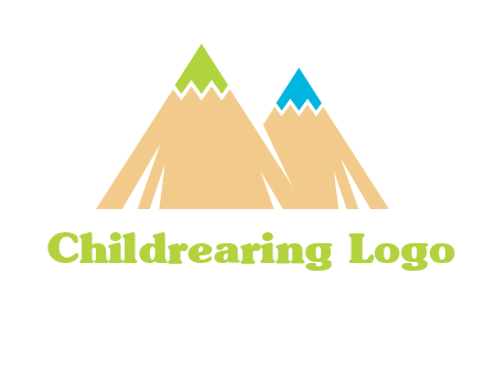 color pencil tips in mountain peak shape logo