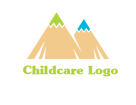 color pencil tips in mountain peak shape logo
