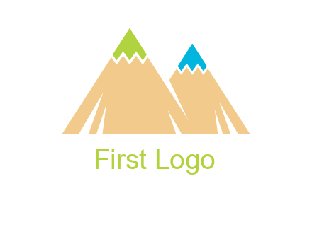color pencil tips in mountain peak shape logo