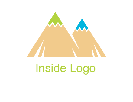 color pencil tips in mountain peak shape logo