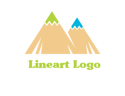 color pencil tips in mountain peak shape logo