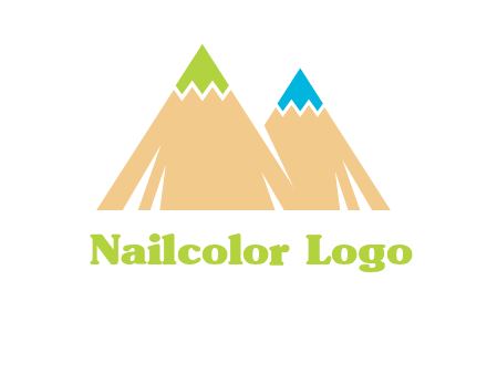 color pencil tips in mountain peak shape logo