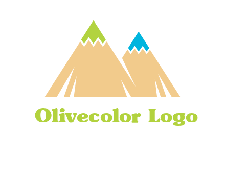 color pencil tips in mountain peak shape logo