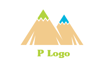 color pencil tips in mountain peak shape logo