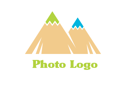 color pencil tips in mountain peak shape logo