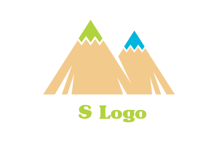 color pencil tips in mountain peak shape logo