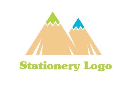 color pencil tips in mountain peak shape logo