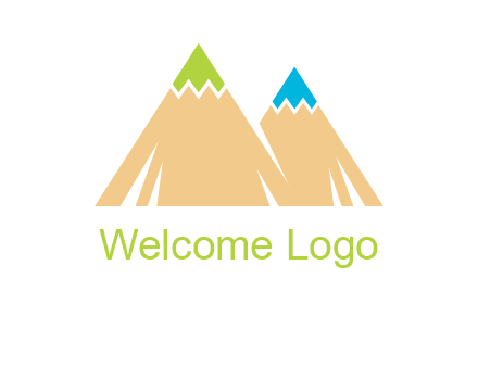 color pencil tips in mountain peak shape logo
